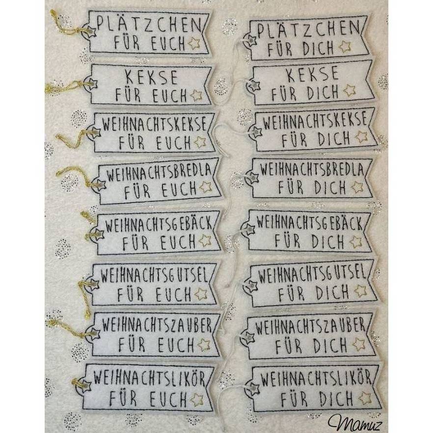 * Anhänger für Gebäck, Likör, Weihnachstzauber usw. * 10 x10 - ITH Stickdateien Bild 1