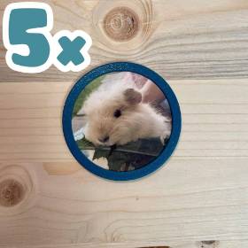 5x 3D-Foto Klettie Mini „Rund“ für Schulranzen (z.B. ergobag)
