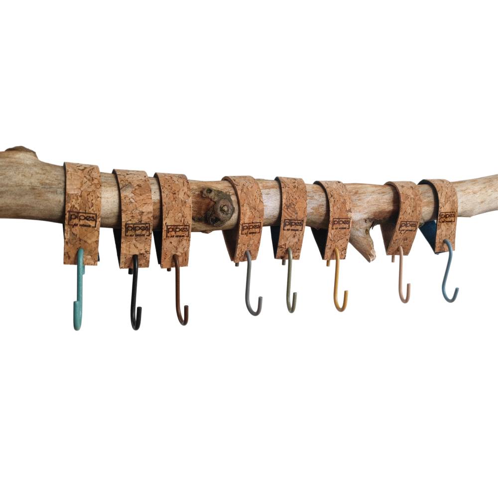 Garderobenhaken aus Kork, S-Haken für Garderobe in vielen Farben, schwarz, gold, kupfer, Kleiderstange, Küchenhaken, Kor