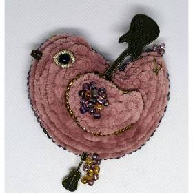 Brosche Rocker VOGEL Perlenbrosche Modeschmuck Handmade Handarbeit Unikat Einzelstück