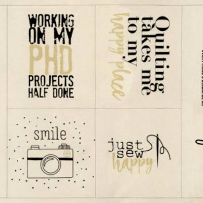 Sew Happy Canvas Panel Natural 1750-15 Moda Metallic Patchworkstoff zum Nähen