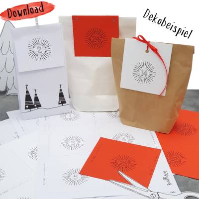 DIY Zahlenanhänger für Adventskalender - Download zum Ausdrucken und Ausschneiden