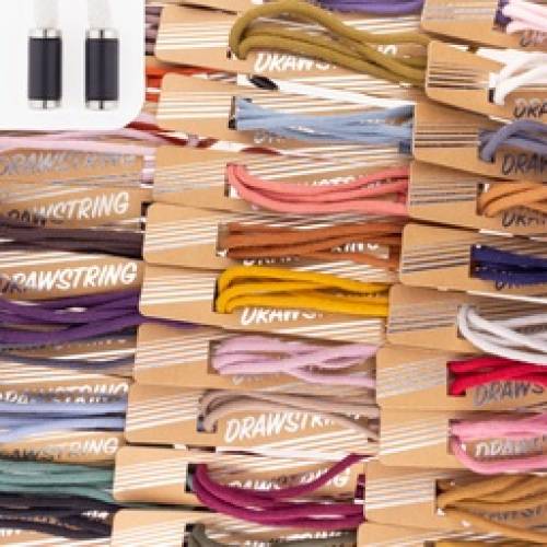 Modische Hoddie-Kordeln-5 mm Stärke- 1 Meter lang-Geflochtene Baumwolle mit Kordelende-30 Farben-Stückware