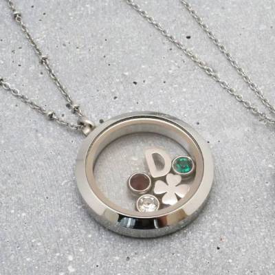 Medaillon Kette Buchstaben Geburtsstein, Muttertag, personalisierte Familienkette, Geschenkidee Frauen
