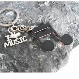 Schlüsselanhänger große Note schwarz / rosa I love Musik  , Musik , singen,