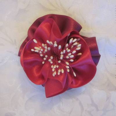 Pink Lila Kopfschmuck Haarklammer Satin Blume "Stephanie" für die Braut und festliche Anlässe