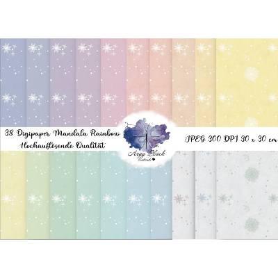 Mandala Rainbow  38 Digipaper JPEG hochauflösende Qualität (300 DPI) Endlosmuster auch für Weihnachten passend