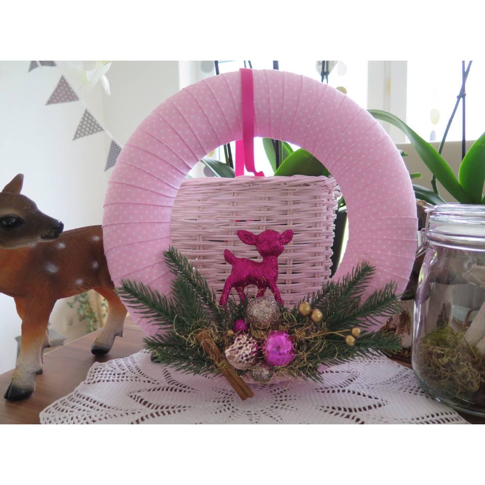 Türkranz Weihnachten rosa pink Advent Weihnachtsdeko Winter