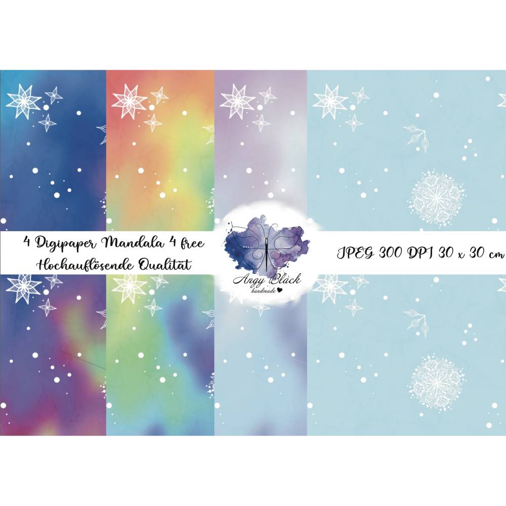 Mandala Rainbow 2 Digipaper JPEG hochauflösende Qualität (300 DPI) auch für Weihnachten passend Bild 1