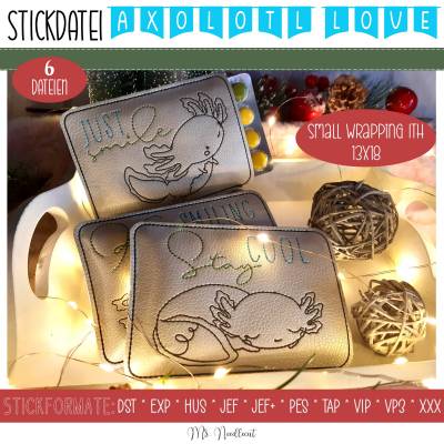Digitale Stickserie Small Wrapping Axolotl Love ITH 13x18 (5x7") 
