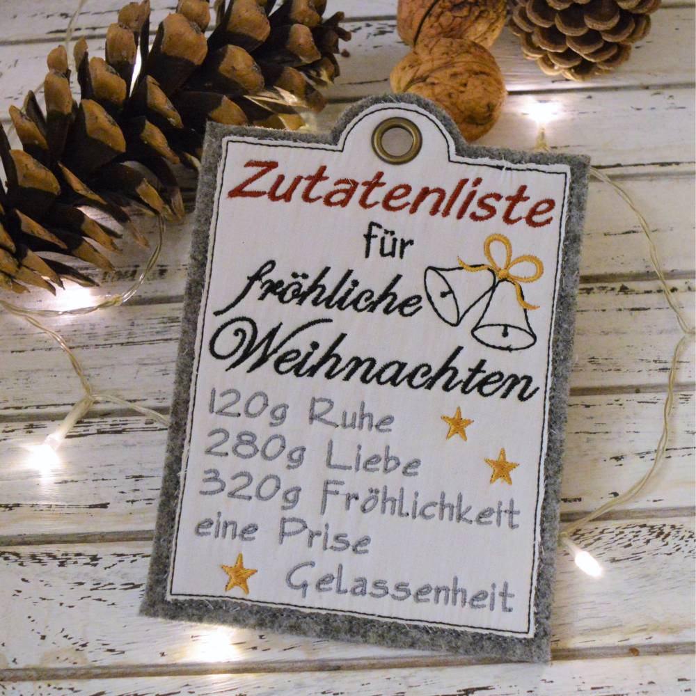 Stickdatei fröhliche Weihnachten ITH Schild Bild 1