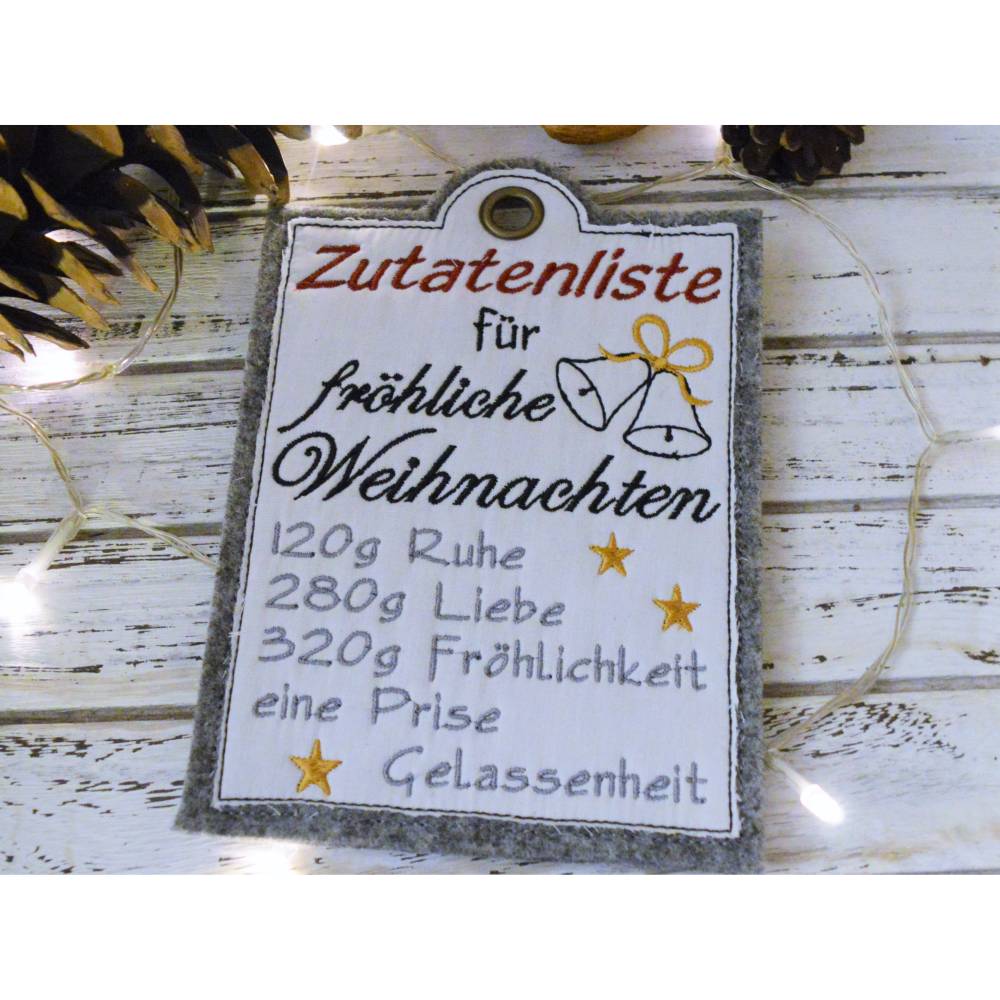 Stickdatei fröhliche Weihnachten ITH Schild Bild 3