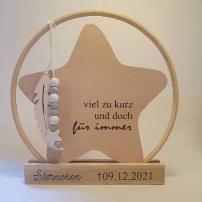 Geschenk für Sternenkind, Ring mit Stern mit Spruch und Namen, Erinnerung an Sternenkind, Geschenk für Sterneneltern