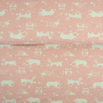 Jersey Waldtiere, Benno, rosa melange, Kinderstoff