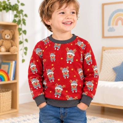 Rentier Weihnachtspullover für Kinder, Sweatshirt, Geschwisteroutfit, Pullover für Mädchen und Junge, Gr. 86-134