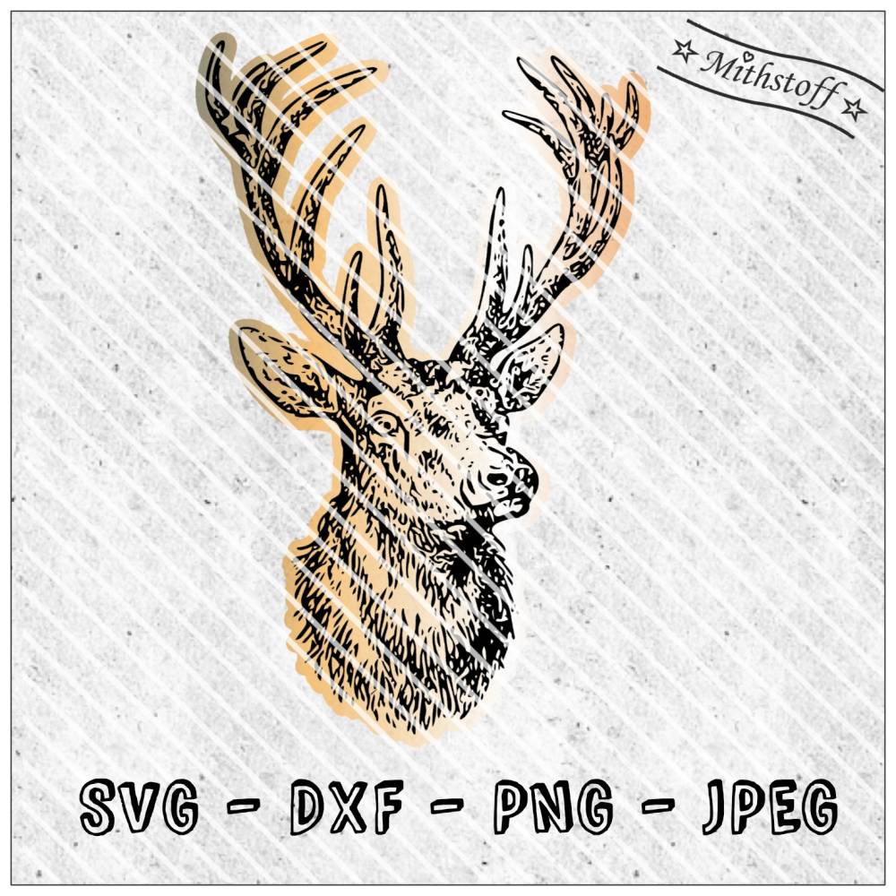 Plotterdatei - Hirsch - Waldtier - SVG - DXF - Datei - Mithstoff Bild 1