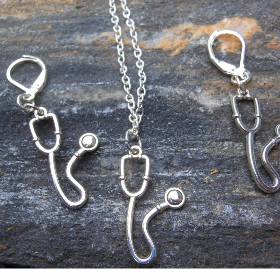 Schmuckset Stethoskop Halskette und Ohrhänger 