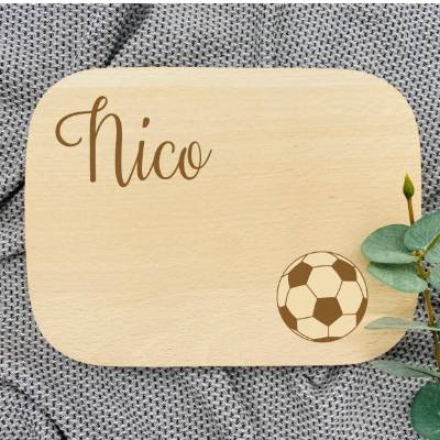 Brett Frühstücksbrett Schneidebrett Kinderbrett Geschenk Geburtstag  Weihnachten Küche Junge Mädchen Fußball Name