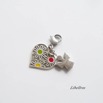 Charm Herz mit Engel - Schmuckanhänger,Wechselanhänger,Kettenanhänger,Geschenk,Valentinstag,Blumen,romantisch