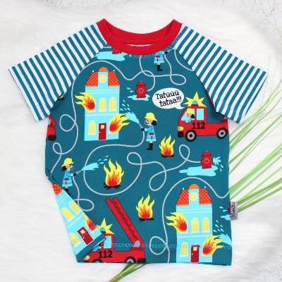 Feuerwehr | T-Shirt | Langarmshirt | Longsleeve | Raglanshirt | handmade | kurzarm | langarm | petrol | rot