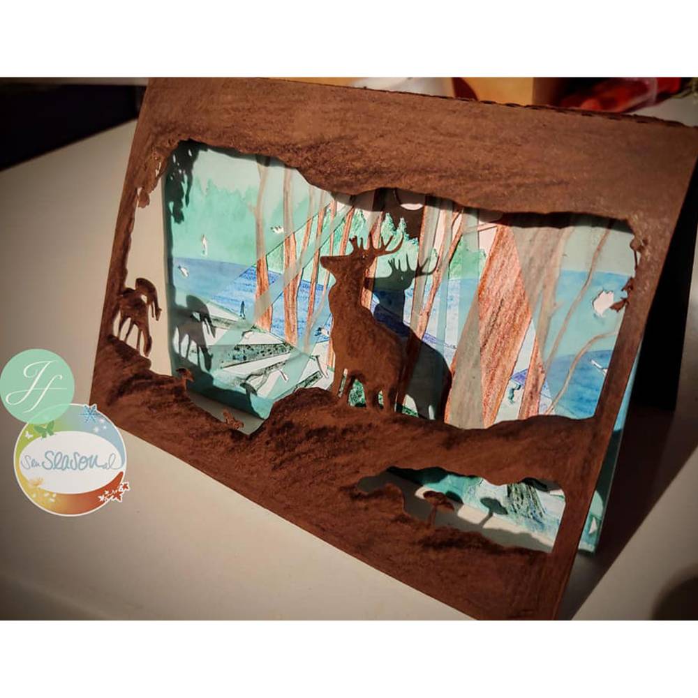 Bundle Plotterdatei Hirschwald, Fensterbild Hirsch im Herbstwald, Fenstergeschichte, Fensterdeko basteln Bild 5