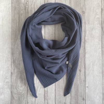 Musselintuch XXL uni | Navy | Halstuch Stilltuch Babydecke Schal