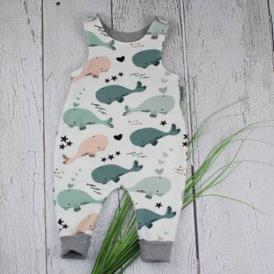 Wal Strampler Romper aus French Terry, Mädchen, Junge, Romper, Einteiler, Babykleidung, Kinderkleidung, Gr. 50, 56, 62