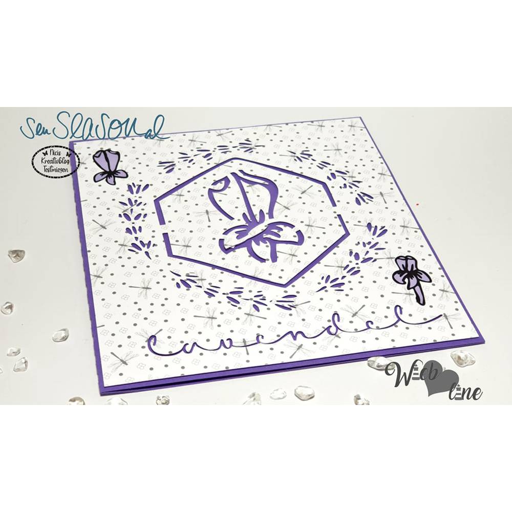 Plotterdatei Lavendel, Digistamp-Set mit Lavendelblüten und Kleeblättern, Plott-Datei sommerliche Blumenwiese Bild 7