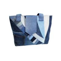 Jeans-Shopper, Einkaufstasche im Upcycling, Patchwork-Tasche
