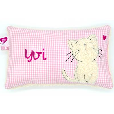 Namenskissen Taufkissen Kuschelkissen Kindergartenkissen Geburtsgeschenk  Schmusekissen Katze Kätzchen