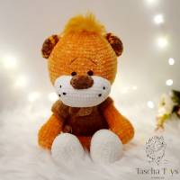 Kuscheltier Tiger Plüsch gehäkelt, Tiger Spielzeug, Plüschtier Tiger, Tiger gehäkelt 30cm groß,  Stofftier Tiger