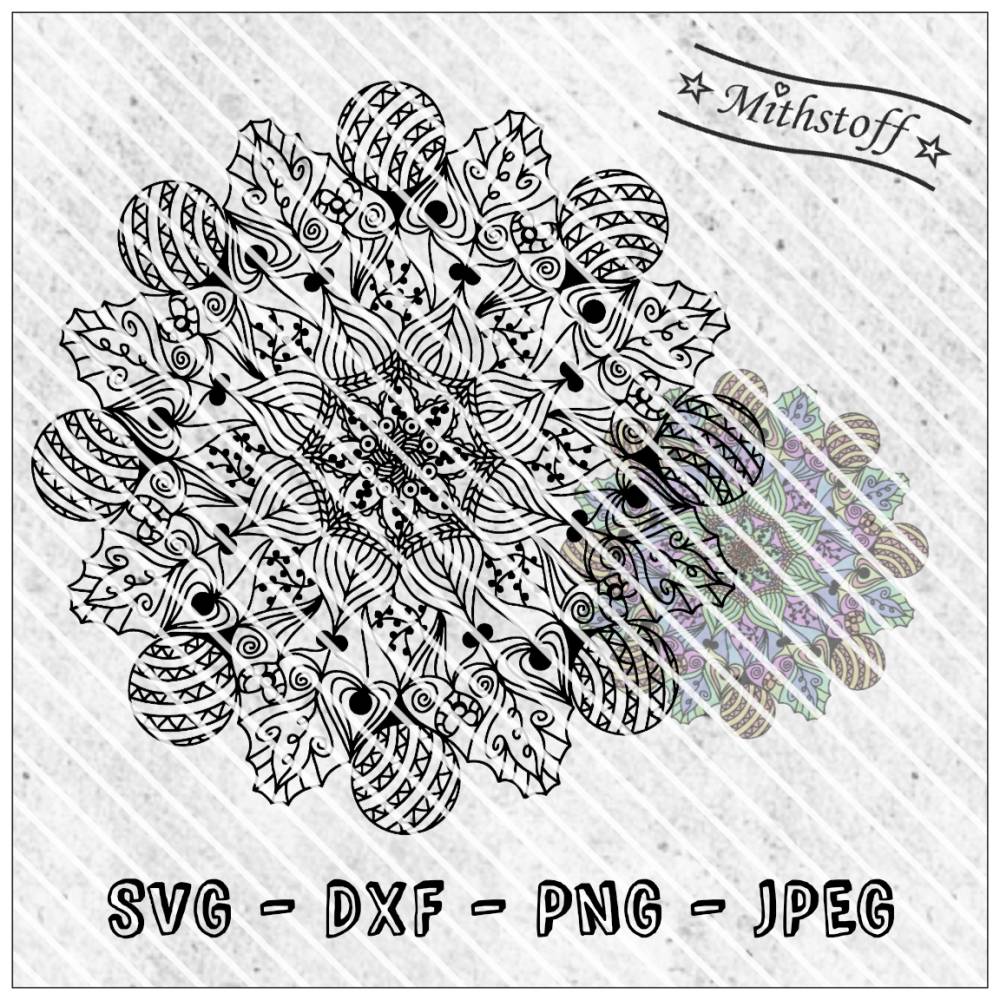 Plotterdatei - Blumenmandala Weihnachten - Mandala - SVG - DXF - Datei Bild 1