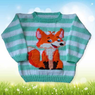 Strickanleitung Pullover Fuchs in 2 Größen