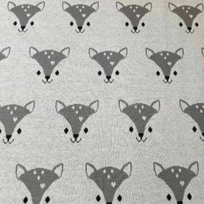 Stoffonkel Strickjacquard Strick Missi Rehkitz hellgrau dunkelgrau Kinderstoff Mädchen Junge