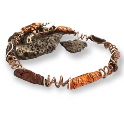 Upcycling Kaffeekapsel Kette mit Alu-Spiralen Brauntöne