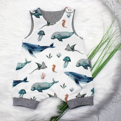 Wal | Sommerstrampler | Romper | Sommer-Romper | Spieler | Mädchen | Junge | Baby | Kinderkleidung | Meerestiere