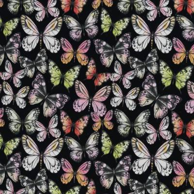 Jersey Schmetterlinge schwarz - bunt, Swafing Theo, Damenstoff Meterware