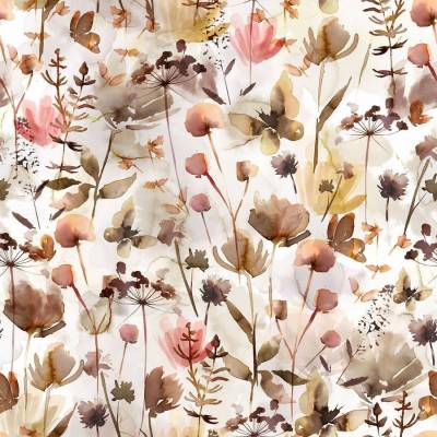 ab 50cm Jersey Autumn Flowers Watercolor - Herbstblumen Aquarell Druckstoff