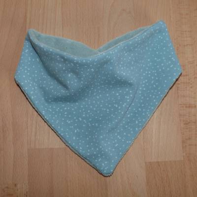 Halstuch zum Wenden für Baby und Kleinkind, eisblau mit Punkten, Biobaumwolle, Handarbeit 