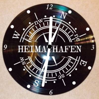 Kompass Heimathafen Wanduhr Schallplattenuhr Schallplatte Wanduhr Vinyl