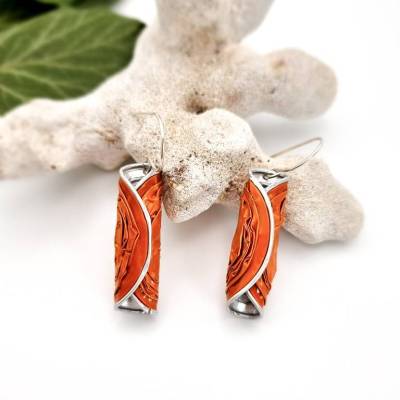 Upcycling Ohrringe Kaffeekapsel orange