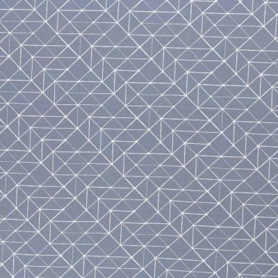 Baumwolle geometrische Linien rauchblau weiß, Baumwollstoff Kurt Swafing, Stoffe Meterware