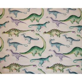 15,00 EUR/m Jersey Dinos bunt auf weiß Digitaldruck Baumwolljersey 