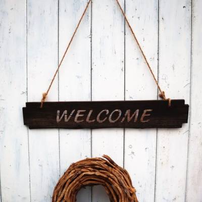 Deko Schild "Welcome", Spruchschild, Landhaus Deko