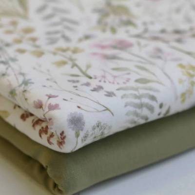 ab 50cm Jersey Nature Leaves - besonders weiche Qualität Druckstoff
