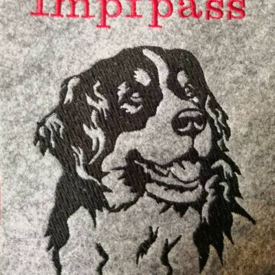 S-IPH00018 Impfpasshülle Hund, Filz, bestickt, Einsteckhülle