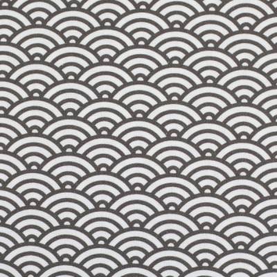 Baumwolle Muscheldesign dunkelgrau weiß, Baumwollstoff Kurt Swafing, Stoffe Meterware