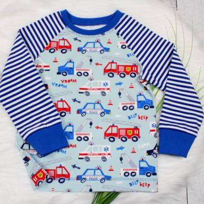 Langarmshirt | Kinder | Longsleeve | Fahrzeuge | Raglan | Raglanshirt | Rettungseinsatz | Polizei | Feuerwehr