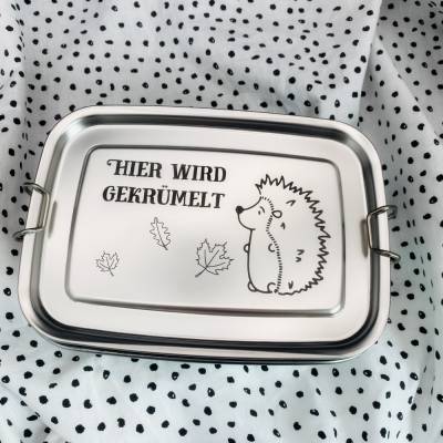 Brotdose Igel Wald Blätter personalisiertes Geschenk Geburtstag