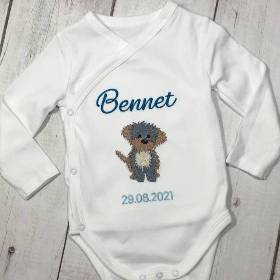 Body Geschenk für Babys personalisiert mit Name und Geburtstag und Wunschmotiv viele Farben